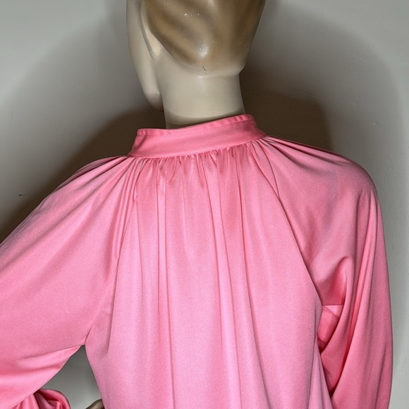 Vintage Pink Long Sleeve Polyester Blouse - Picture 10 of 16